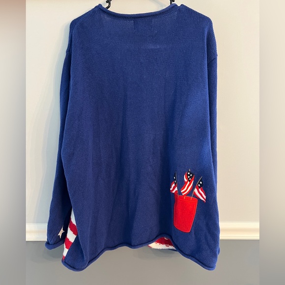 Quacker Factory Patriotic Star Cardigan Sweater Womens 2X Americana Flag - Picture 2 of 9